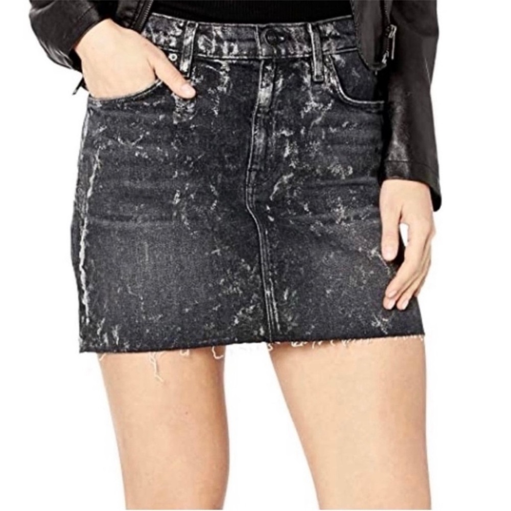 Hudson Jeans Black Distressed Grunge Mini Denim Skirt Sz 25